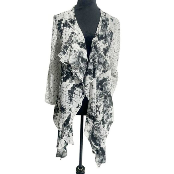 Alberto Makali Size Large  Cardigan Waterfall Art to Wear Abstract Boho - Picture 1 of 9